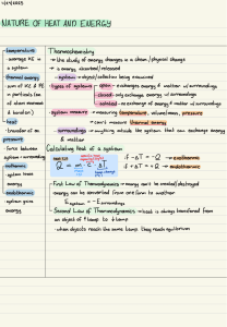 Nature of Heat and Energy: Thermochemistry Study Guide