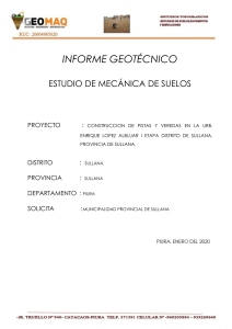 Informe Geot&eacute;cnico: Estudio de Mec&aacute;nica de Suelos para Construcci&oacute;n de Pistas y Veredas