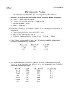 Chem 117 Thermodynamics Practice Worksheet
