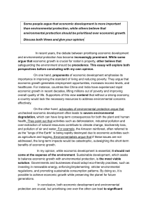 Economic Development vs Environmental Protection Essay