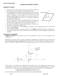 Statics of Rigid Bodies: Moment of a Force