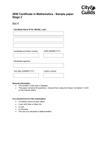 3850 Certificate in Mathematics Sample Paper