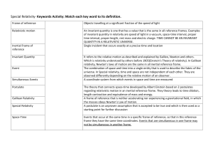 Special Relativity Keywords Activity: Match Terms to Definitions