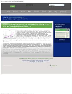 Fracture Mechanics Evaluations: ASME & API 579-1 Tool
