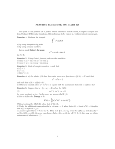 Praca domowa Matematyka 425: Rachunek całkowy, Analiza zespolona, R&oacute;wnania r&oacute;żniczkowe