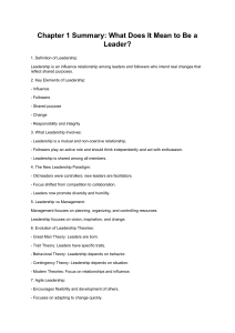 Chapter 1 Summary: What Does It Mean to Be a Leader?