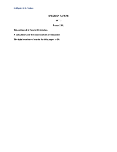 IB Physics HL Specimen Paper 2 Set 2