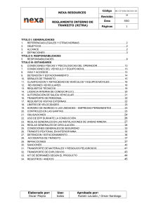Reglamento Interno de Tr&aacute;nsito (RITRA) de Nexa Resources
