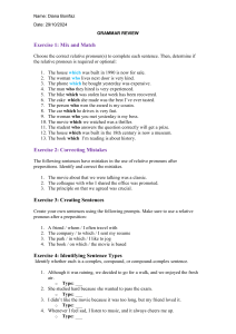 Grammar Review: Relative Pronouns & Sentence Types