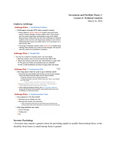 Lecture 6: Technical Analysis in Investment Theory