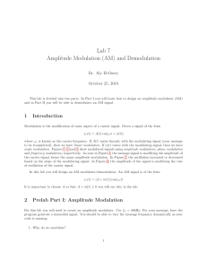 Lab 7: Amplitude Modulation (AM) and Demodulation
