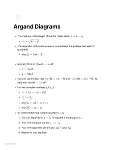 Argand Diagrams: Complex Numbers, Modulus, and Argument