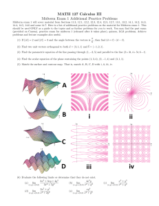 MATH 127 Calculus III Midterm 1 Practice Problems