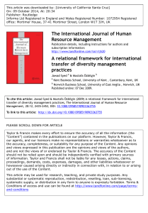 Relational Framework for International Diversity Management Transfer