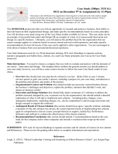 Business Innovation Case Study Assignment