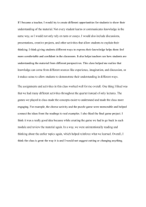 Teaching Methods Reflection: Varied Assessments in Class