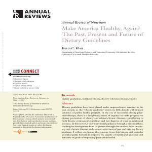 Past, Present, Future of US Dietary Guidelines