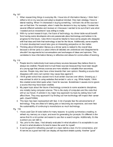 Information Literacy & Technology Research Reflections