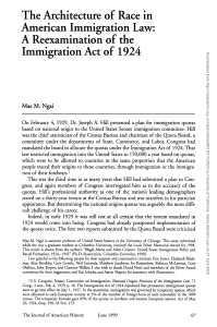 Architecture of Race in American Immigration Law: 1924 Act Reexamined