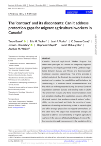 The Contract and Its Discontents: Migrant Agricultural Workers in Canada