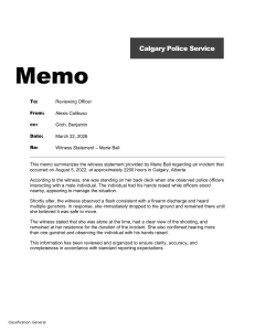 Calgary Police Memo: Marie Ball Witness Statement