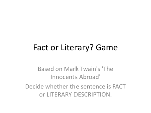 Fact or Literary? Game: Mark Twain's Innocents Abroad