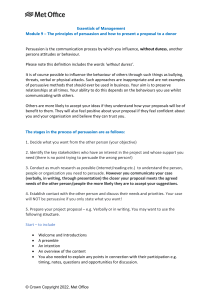 Essentials of Management: Persuasion & Proposal Writing
