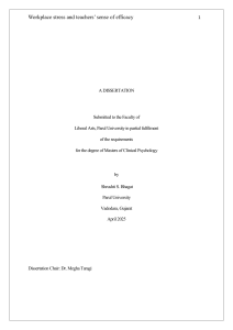 Workplace Stress & Teacher Efficacy Dissertation