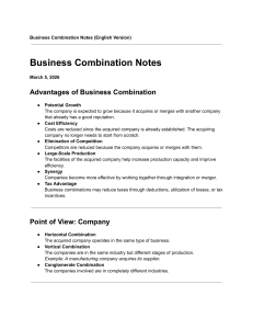 Business Combination Notes: Advantages & Types