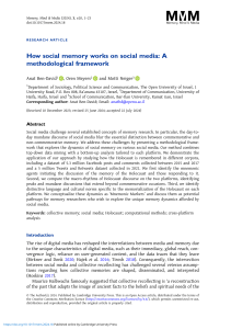 How Social Memory Works on Social Media: A Methodological Framework