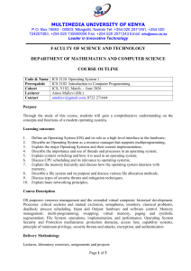 ICS 2124 Operating System 1 Course Outline