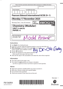 Edexcel IGCSE Chemistry Unit 2 Paper 1C Exam 2025