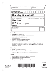 Pearson Edexcel GCSE Chemistry Exam Paper 1C