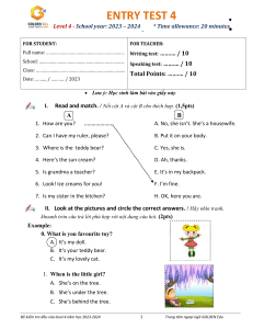 Entry Test 4 - Level 4 English Assessment