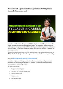 MBA Production & Operations Management Syllabus 2026: Career & Admission