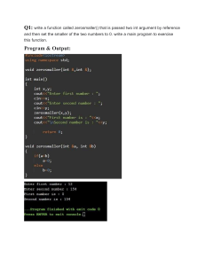 C++ Function to Set Smaller Number to Zero