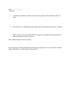 Chemistry Molarity & Stoichiometry Problems Worksheet