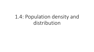 1.4: Population Density and Distribution Lesson