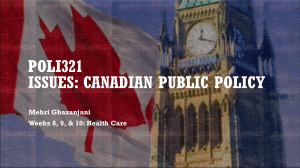 POLI321 Canadian Public Policy: Health Care