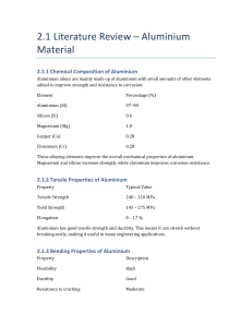Aluminium Material Properties: Composition, Tensile, Bending