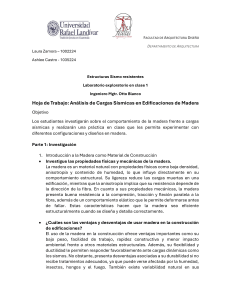 An&aacute;lisis de Cargas S&iacute;smicas en Madera: Gu&iacute;a de Laboratorio