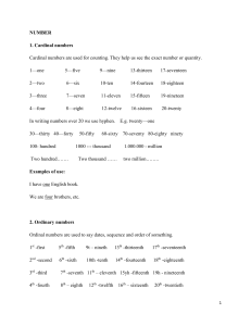 English Numbers: Cardinal & Ordinal