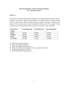 MIS 344 Decision Analysis Problem Set