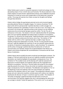 Analysis of Gillian Clarke's 'Lament' Poem