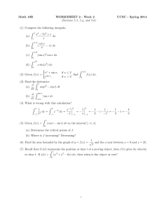 Math 19B Worksheet 2: Integrals & Derivatives