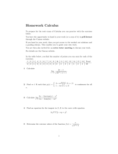 Calculus Homework Exercises for Resit Exam