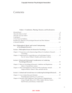APA Handbook of Research Methods in Psychology Vol 1 TOC