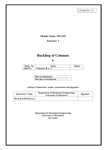 Buckling of Columns: Experimental & Theoretical Analysis