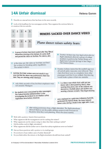 Unfair Dismissal Worksheet: Miners & Flight Attendants