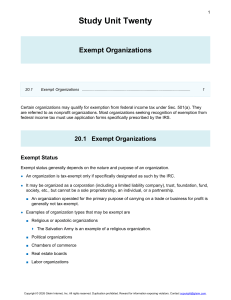 Exempt Organizations Study Unit - Tax Law Guide